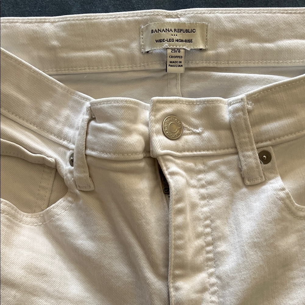 Banana Republic White Wide-Leg High-Rise Cropped Jeans